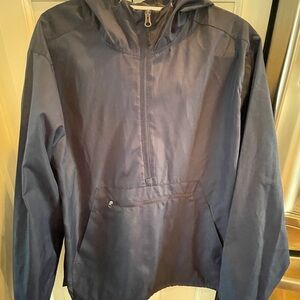 Unisex Navy Blue 1/2 zip lightweight Jacket pullover with front pouch